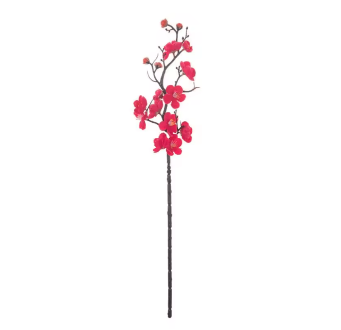Silk Plum Blossom Artificial Flower Branch 4