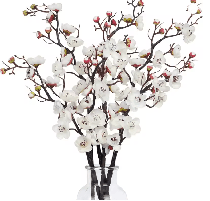 Silk Plum Blossom Artificial Flower Branch 6