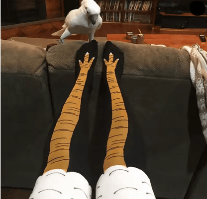 Funny Chicken Print Thigh High Socks