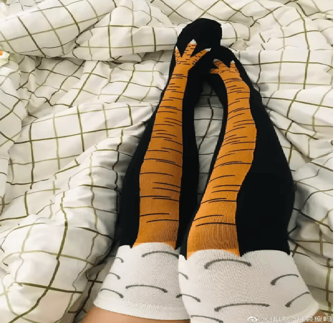 Funny Chicken Print Thigh High Socks 1