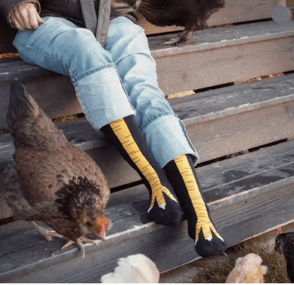 Funny Chicken Print Thigh High Socks 2