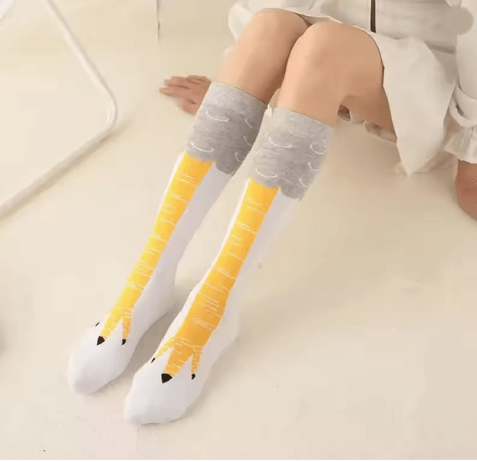 Funny Chicken Print Thigh High Socks 3