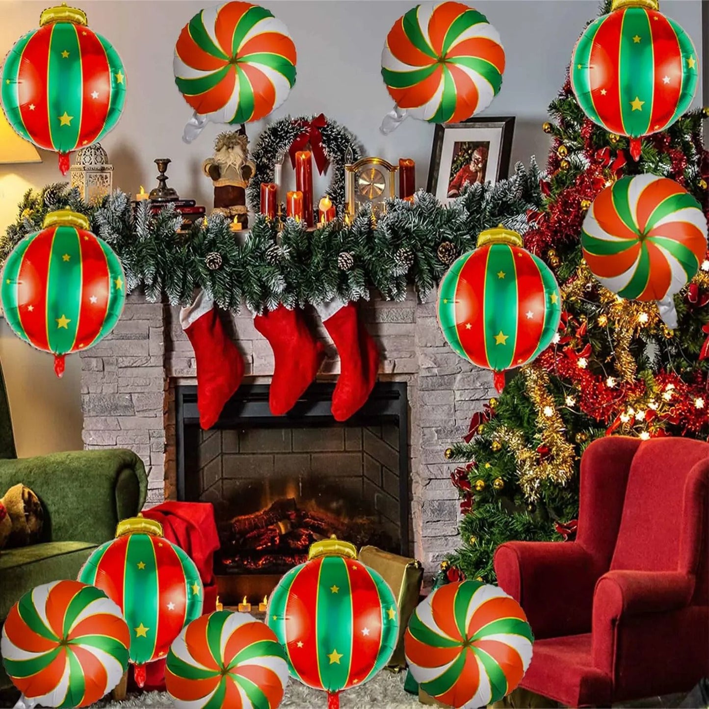 Christmas Round Candy Lollipop Foil Balloon Set 9 Pcs 3