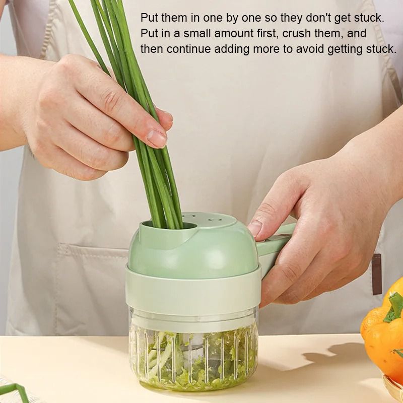 4in1 Wireless Electric Vegetable Cutter  Garlic Masher Handheld Food Chopper 2