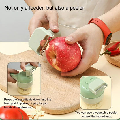 4in1 Wireless Electric Vegetable Cutter  Garlic Masher Handheld Food Chopper 4
