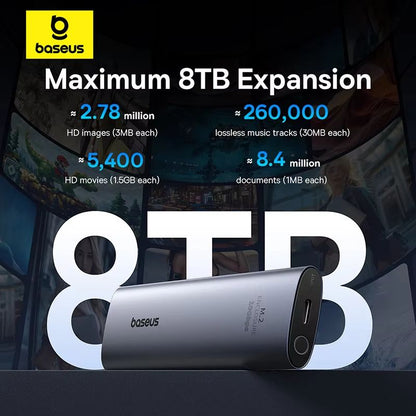 Baseus TurboLink M2 SSD Enclosure  10 Gbps NVMe To USBC 32 Gen2 Adapter Up To 8 TB 4