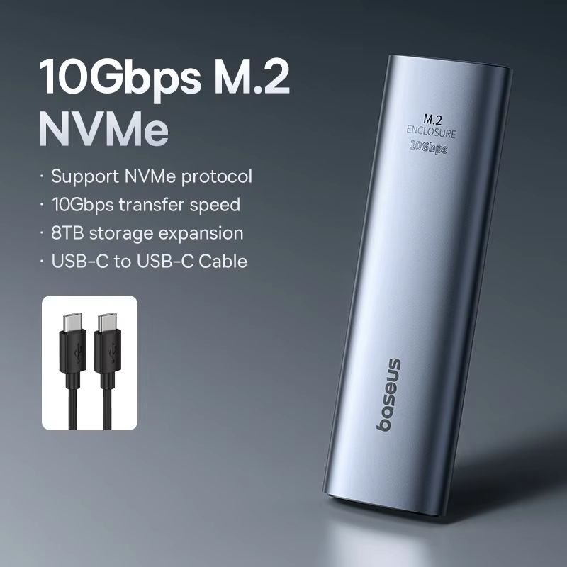 Baseus TurboLink M2 SSD Enclosure  10 Gbps NVMe To USBC 32 Gen2 Adapter Up To 8 TB 6