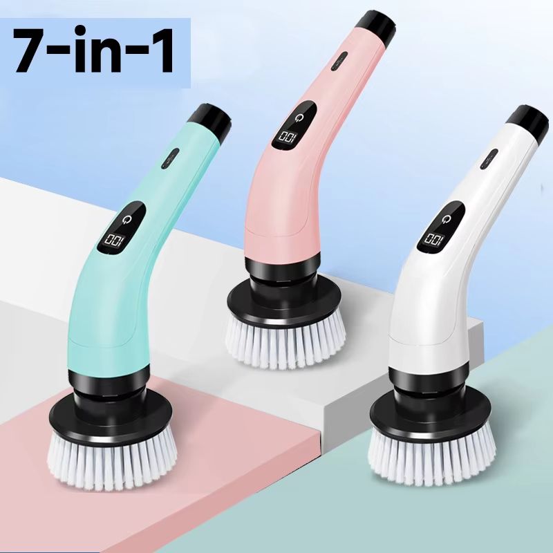 Multi-Surface Cordless Electric Spin Scrubber – Household Cleaning Brush for Kitchen & Bath