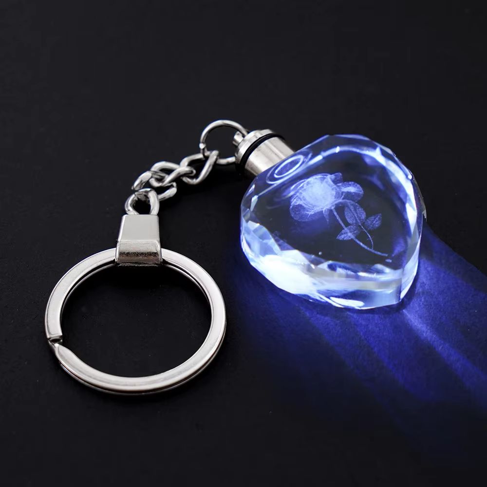 Fairy Rose Heart Crystal LED Keychain Lover Gift Bag Charm