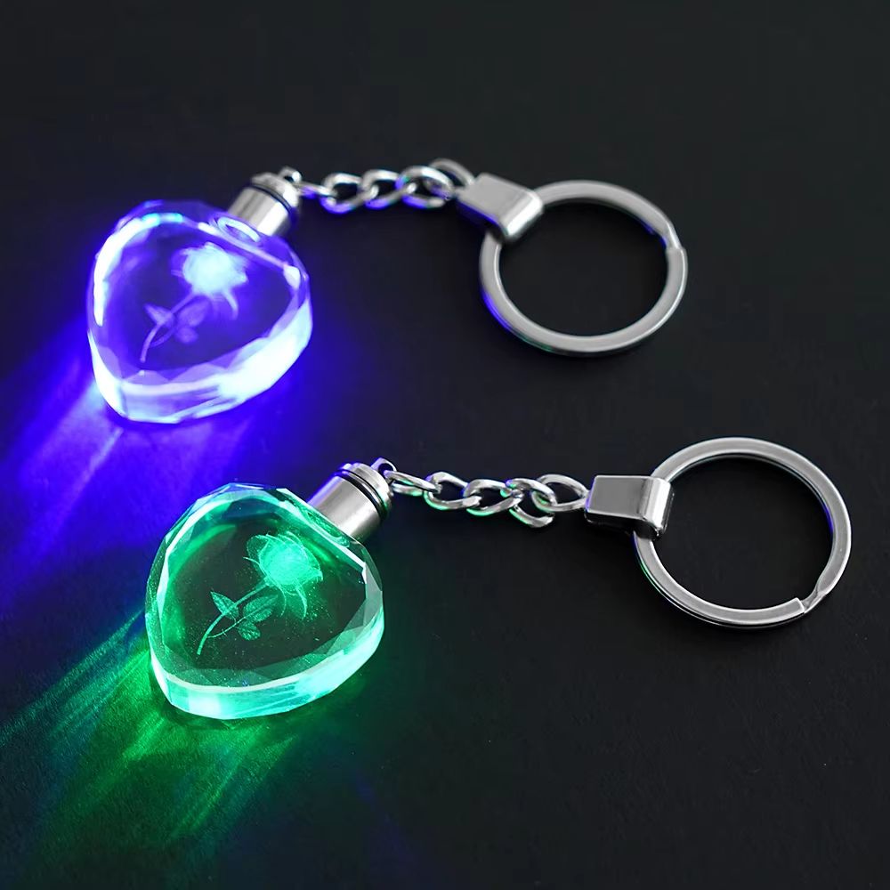 Fairy Rose Heart Crystal LED Keychain Lover Gift Bag Charm 1