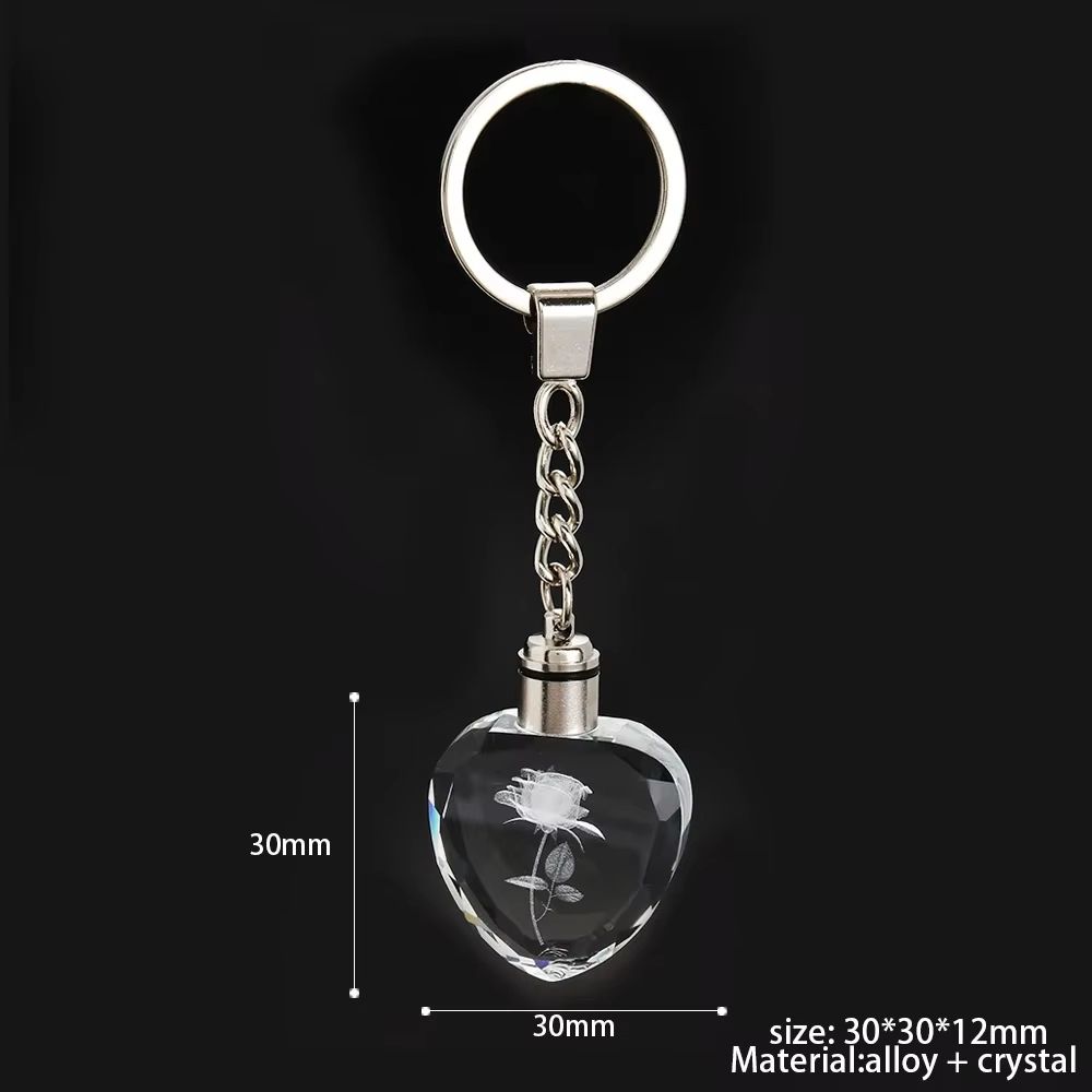 Fairy Rose Heart Crystal LED Keychain Lover Gift Bag Charm 5
