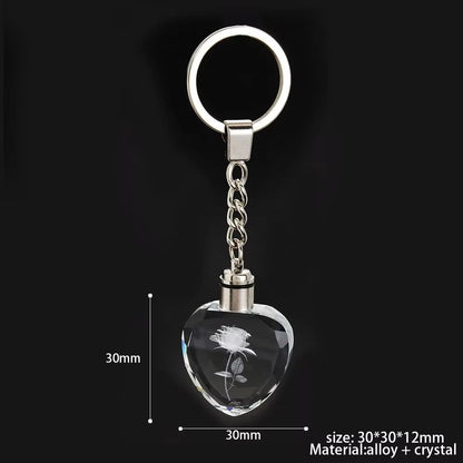 Fairy Rose Heart Crystal LED Keychain Lover Gift Bag Charm 5
