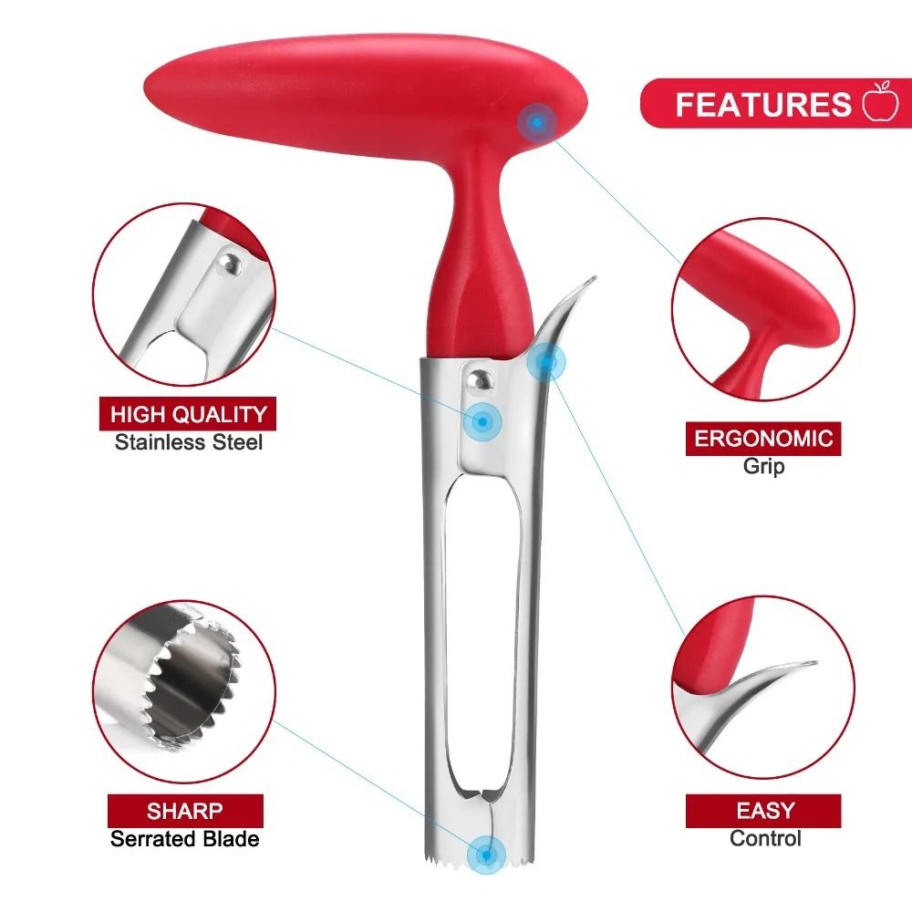 Apple Corer Tool Easy To Use Sharp Serrated Blade Apple Core Remover For Kitchen 4