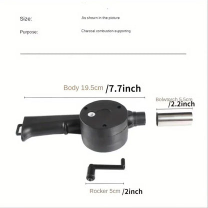 Grill Manual Fan Hand Crank BBQ Fan Portable Air Blower With Handle 2