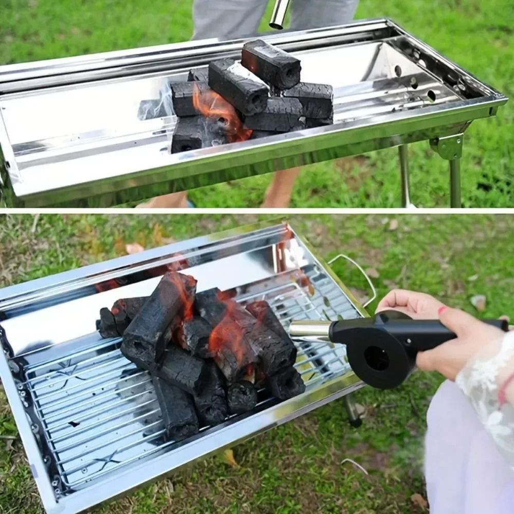 Grill Manual Fan Hand Crank BBQ Fan Portable Air Blower With Handle 3