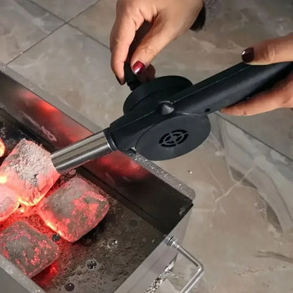Grill Manual Fan Hand Crank BBQ Fan Portable Air Blower With Handle 4