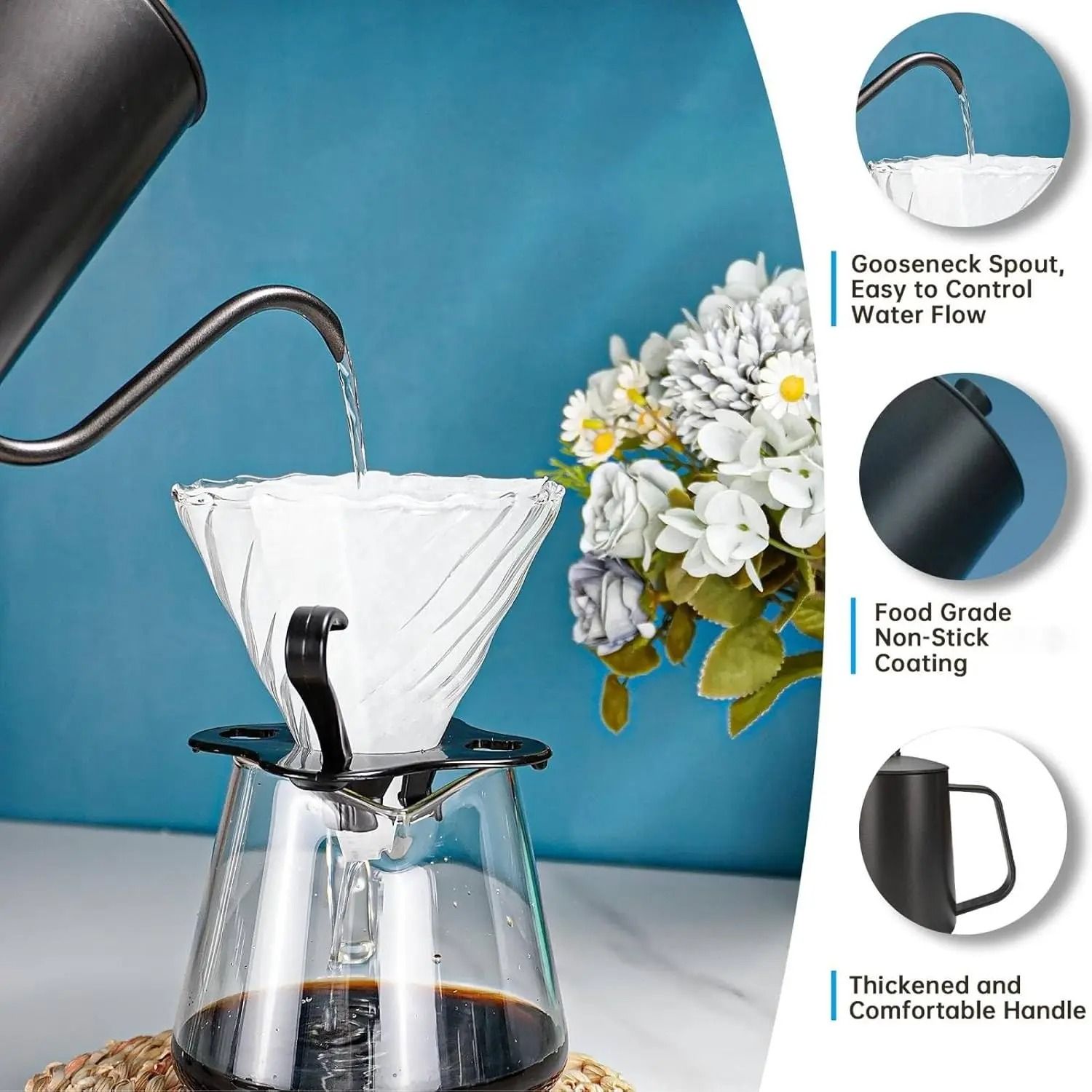 Pour Over Coffee Kettle Stainless Steel Gooseneck Spout Kettle For Coffee And Tea 1