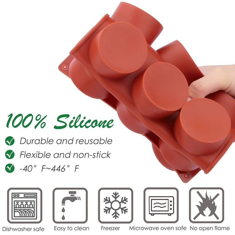 Silicone Cookie Moulds Heat Resistant Cylinder Chocolate Cover Cookie Mold For Muffins Cupcakes And 3