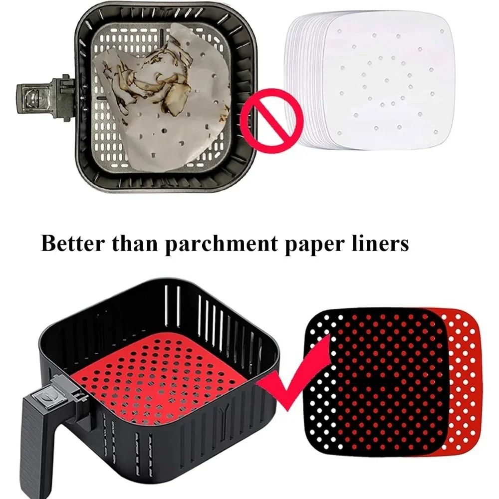 Reusable Air Fryer Liners For 5QT Or Bigger Easy Clean Non Stick Dishwasher Safe Parchment Paper Re 1
