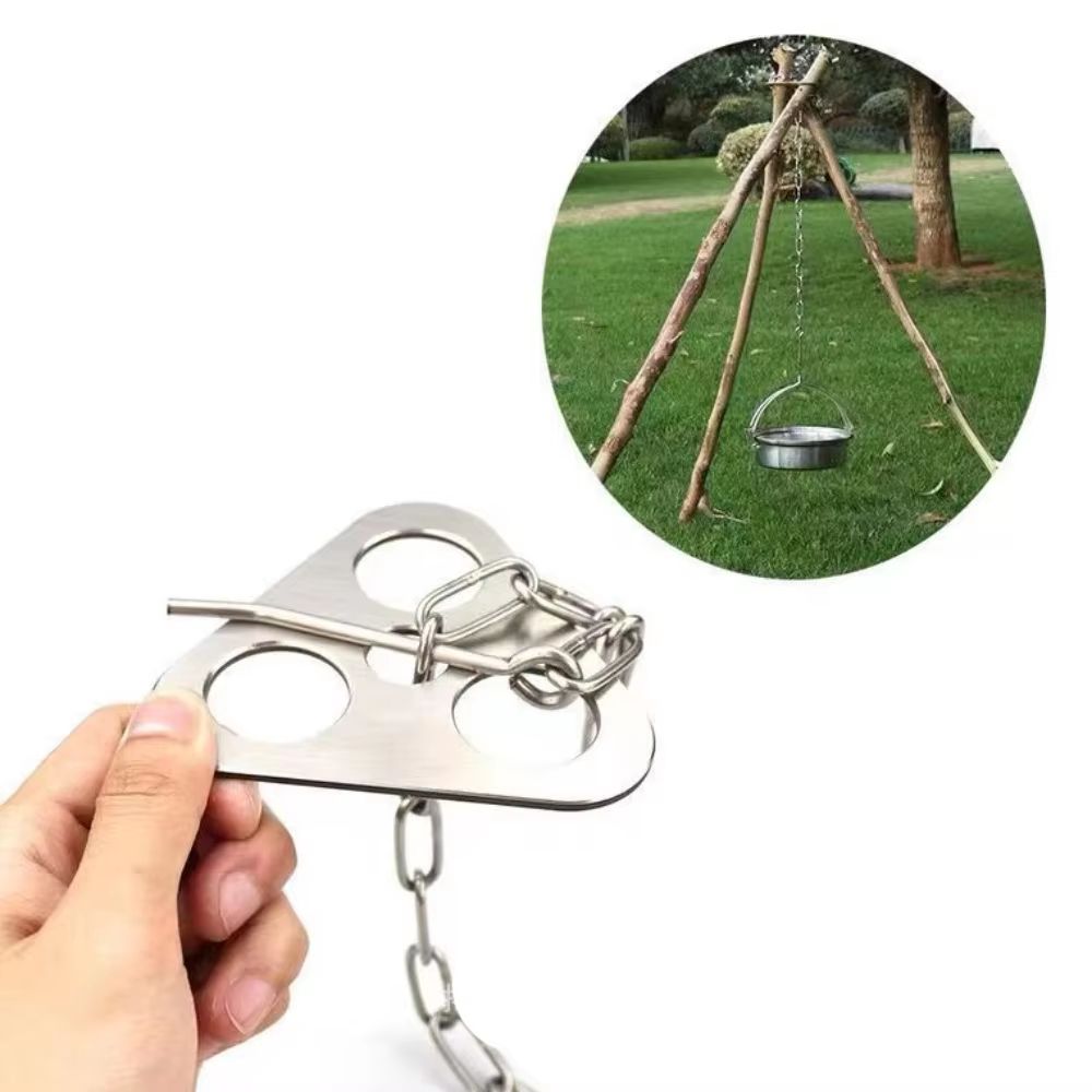Stainless Steel Camping Tripod Pot Rack Outdoor Cooking Detachable Hanger 1