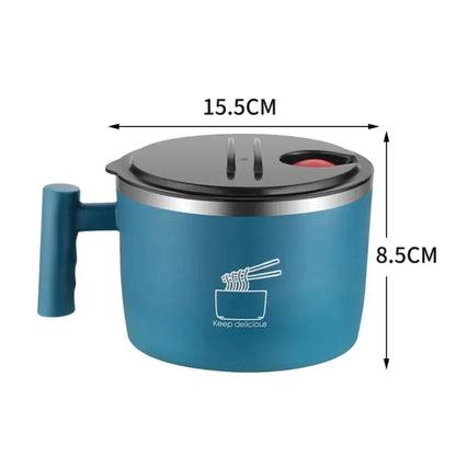 Stainless Steel Noodle Bowl Set With Handle And Lid 1L 5