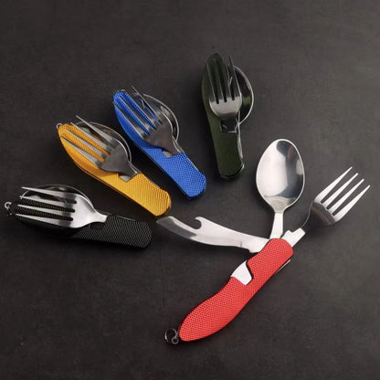 4 In 1 Folding Camping Cutlery Knife Fork Spoon Outdoor Travel Tableware Tool 1