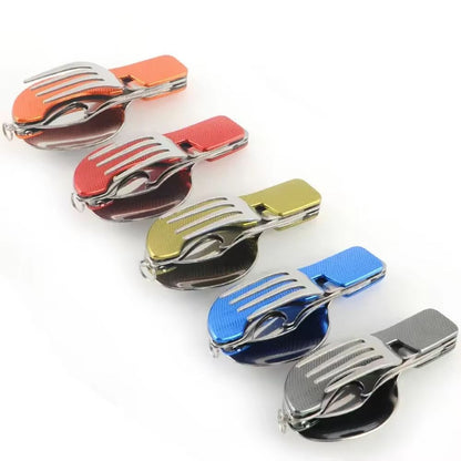 4 In 1 Folding Camping Cutlery Knife Fork Spoon Outdoor Travel Tableware Tool 5
