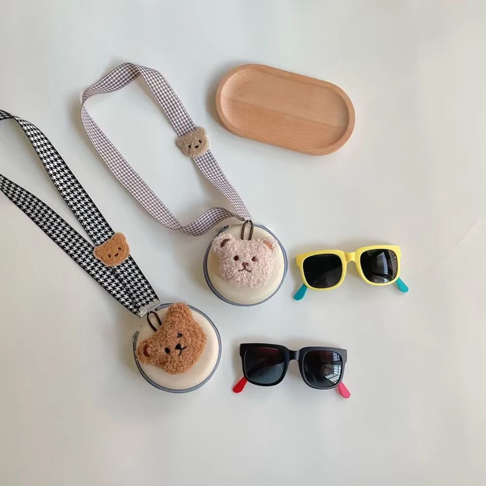 Kids Foldable Neckstrap Sunglasses Case Set  ColorBlock UV400 Glasses Pouch For Boys Girls Travel S 4