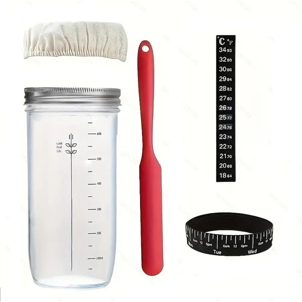 Sourdough Starter Container With Feeding Band Thermometer And Silicone Scraper 24 Oz 1