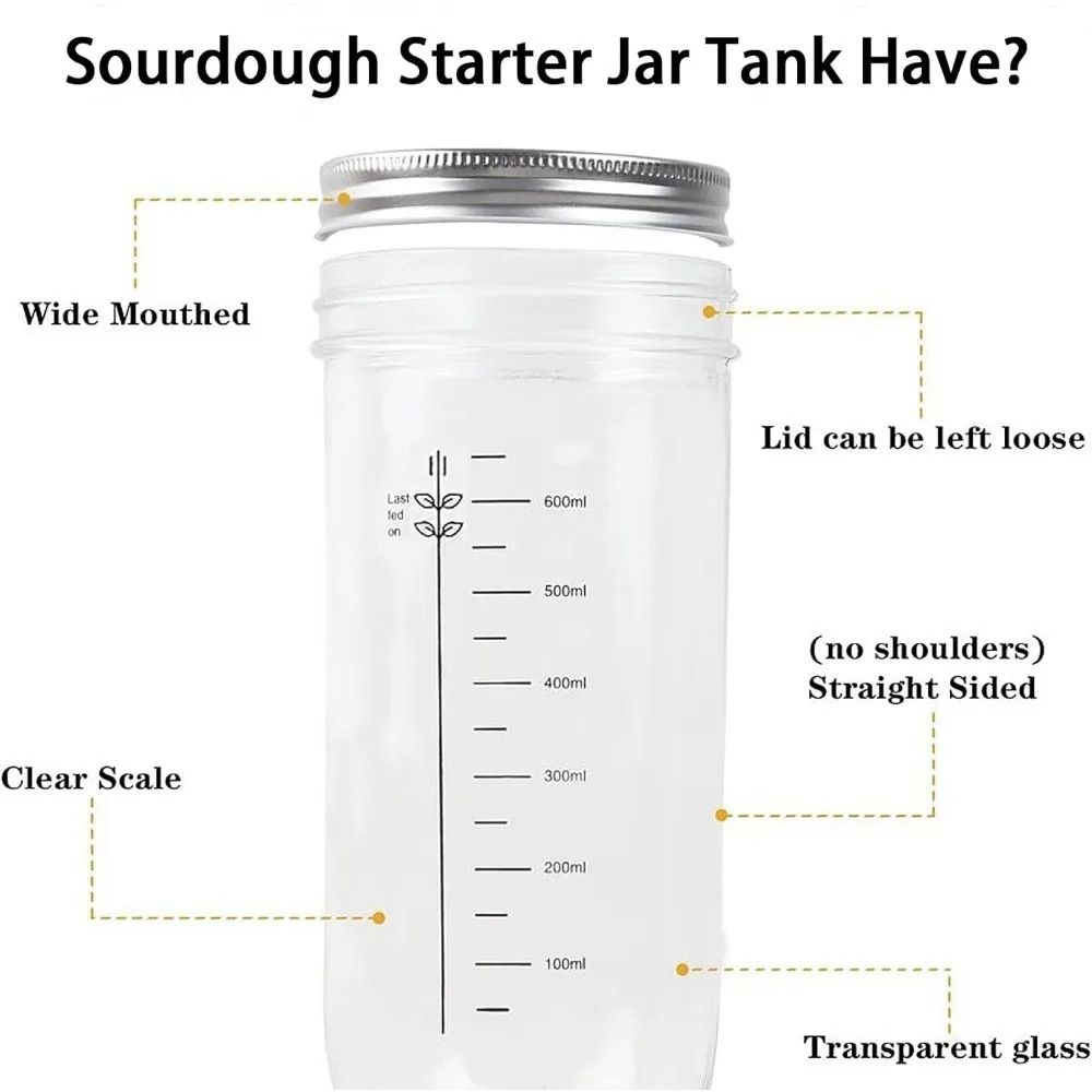 Sourdough Starter Container With Feeding Band Thermometer And Silicone Scraper 24 Oz 3