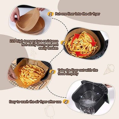 Air Fryer Food Pads Disposable Oil Absorbing Baking Paper Liners 5