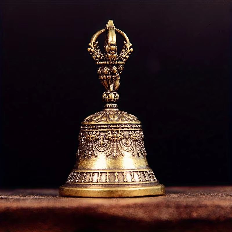 Antique Tibetan Brass Drop Bell Keychain And Wind Bell Ornament