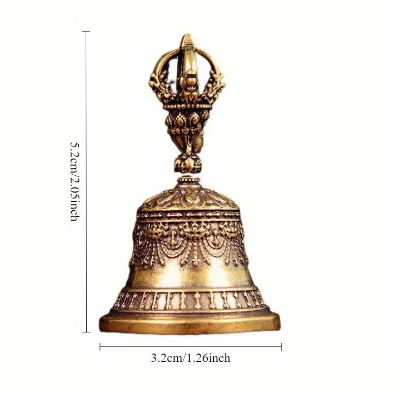 Antique Tibetan Brass Drop Bell Keychain And Wind Bell Ornament 2