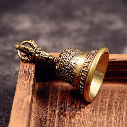 Antique Tibetan Brass Drop Bell Keychain And Wind Bell Ornament 3