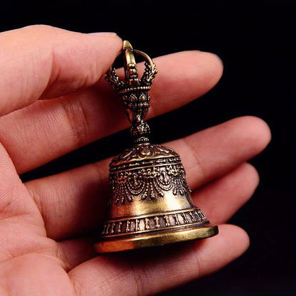 Antique Tibetan Brass Drop Bell Keychain And Wind Bell Ornament 4