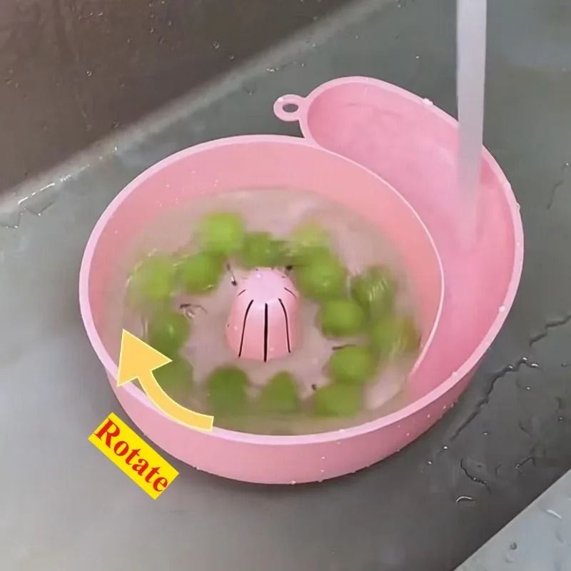 2 In 1 Snail Drain Automatic Cleaning Basket Fruit Plate Filter 1