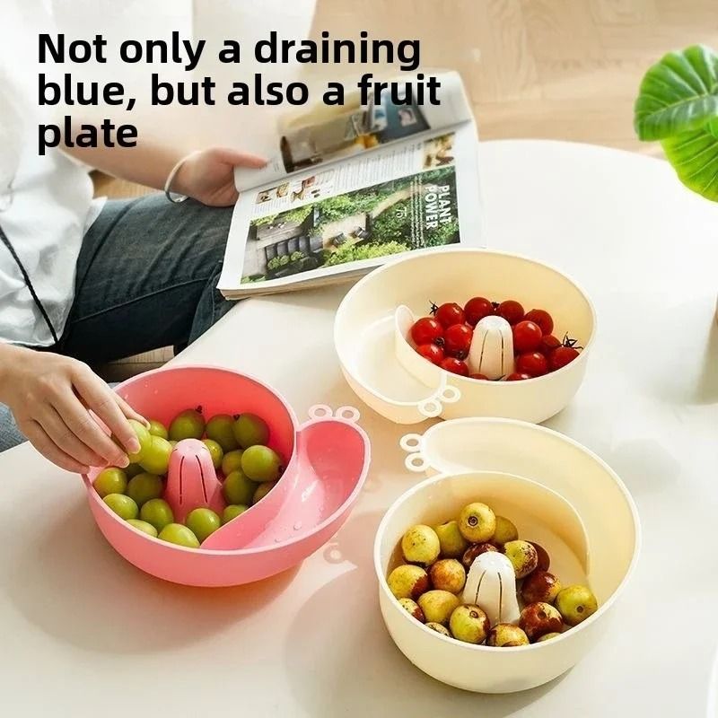 2 In 1 Snail Drain Automatic Cleaning Basket Fruit Plate Filter 5