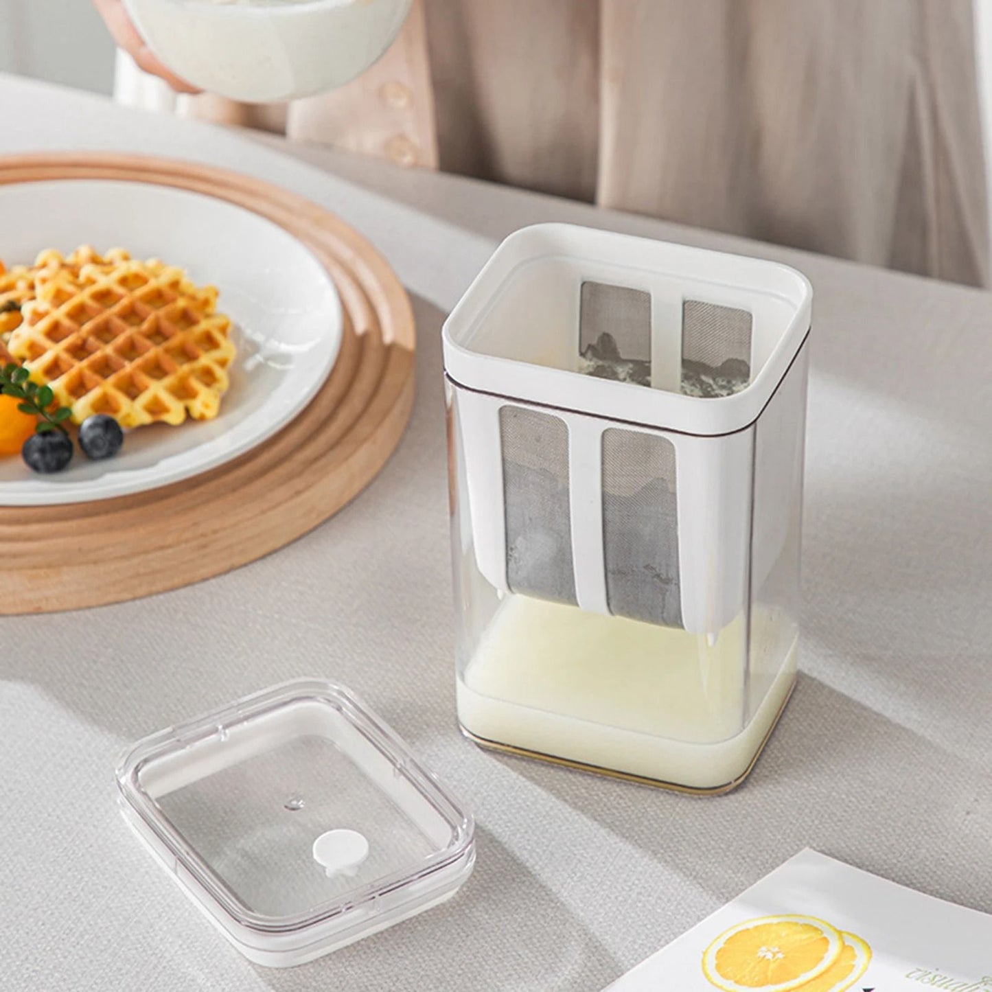 Greek Yogurt Strainer 1100ml Washable Kitchen Food Strainer with Lid