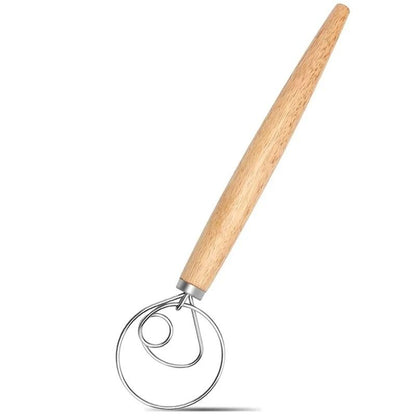 Danish Dough Whisk Stainless Steel Hand Mixer With Wooden Handle 6