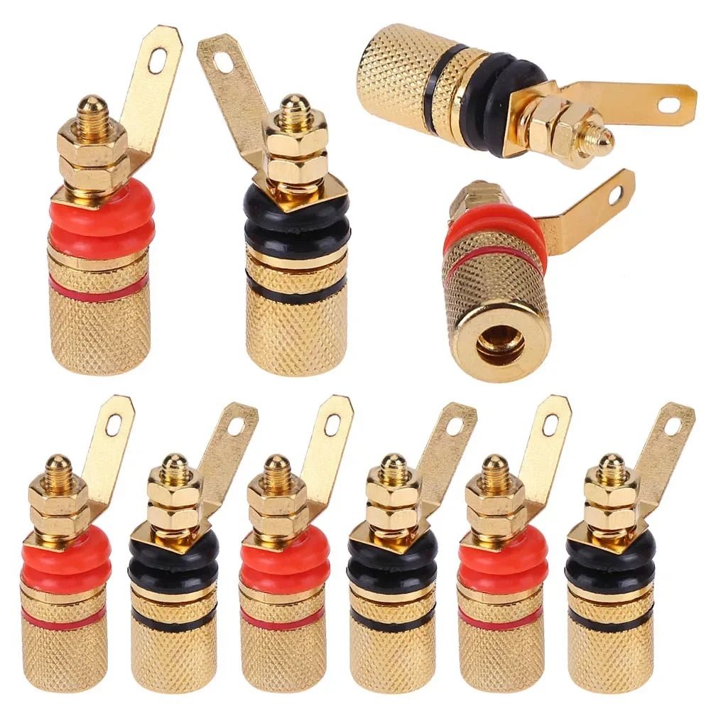 Gold Plated Amplifier Speaker Terminal Binding Post Set for 4mm Banana Plugs