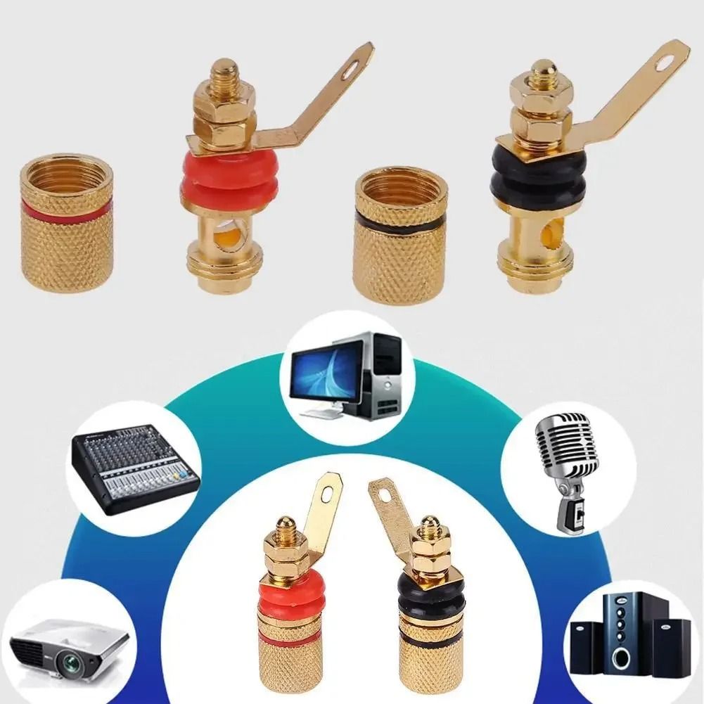 Gold Plated Amplifier Speaker Terminal Binding Post Set For 4mm Banana Plugs 1