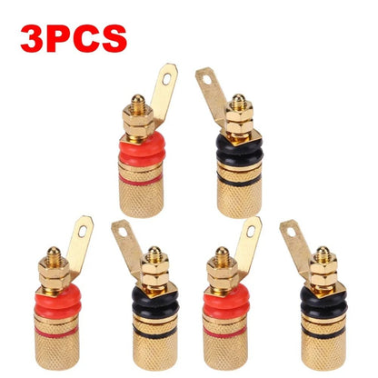 Gold Plated Amplifier Speaker Terminal Binding Post Set For 4mm Banana Plugs 6