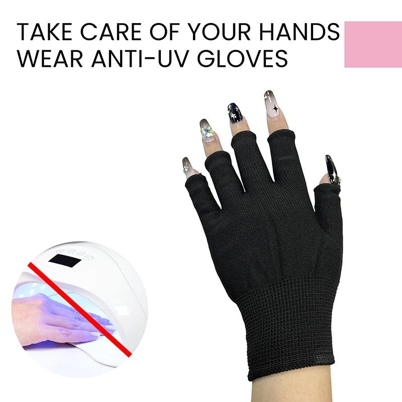 Anti UV Black Thin Nail Gloves For Gel Protection And Manicure Use 1