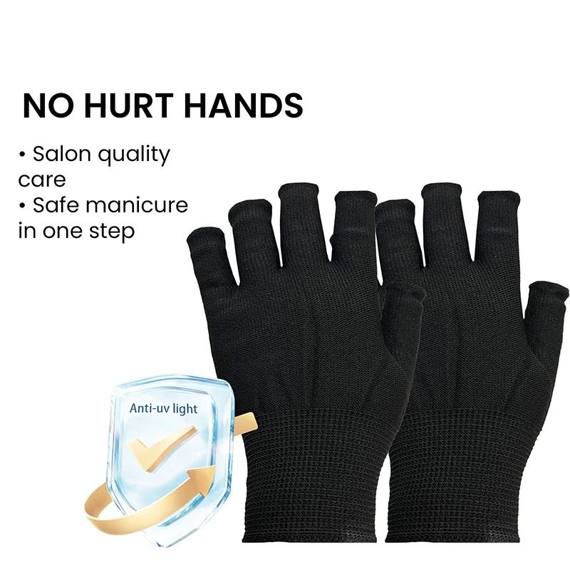 Anti UV Black Thin Nail Gloves For Gel Protection And Manicure Use 2