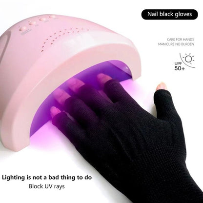 Anti UV Black Thin Nail Gloves For Gel Protection And Manicure Use 6