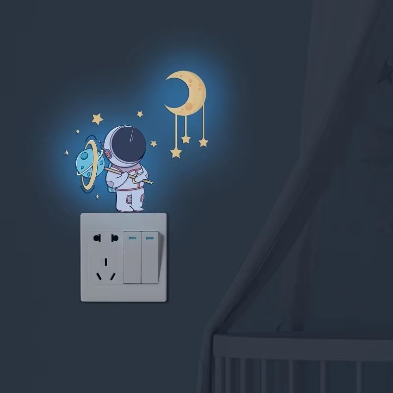Luminous Astronaut Stars Moon Switch Wall Stickers