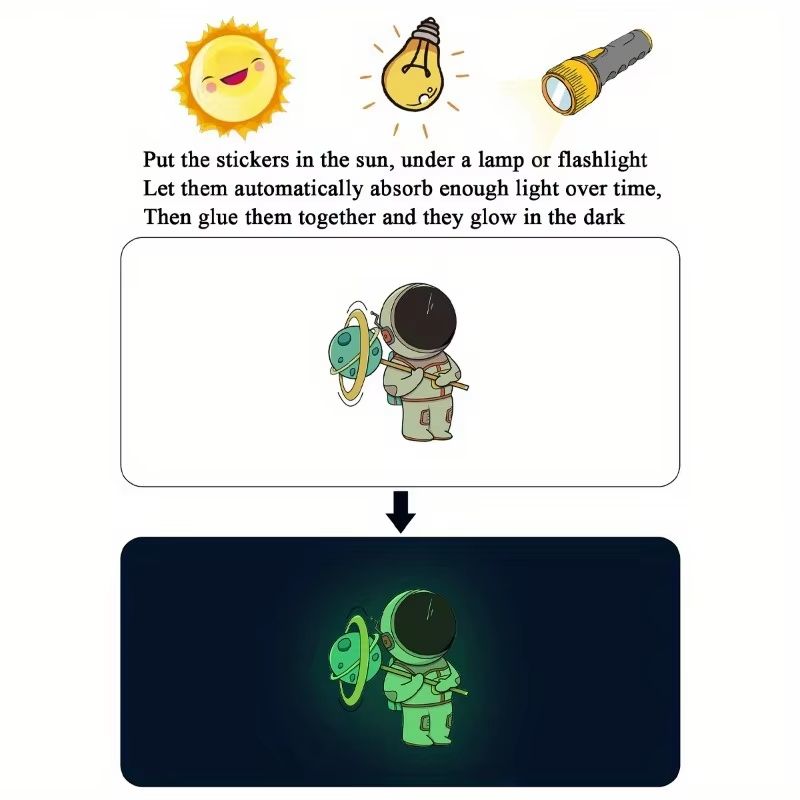 Luminous Astronaut Stars Moon Switch Wall Stickers 5