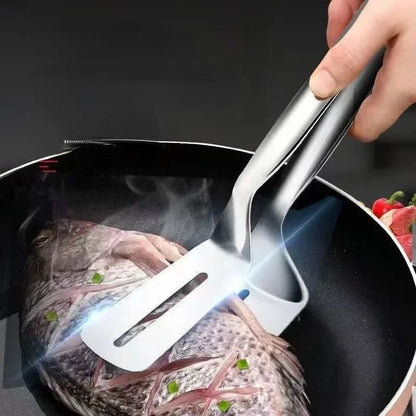 Steel Steak Clamp Food Bread Meat Clip Tongs Tool Shovel Clamp for Cooking Fried BBQ