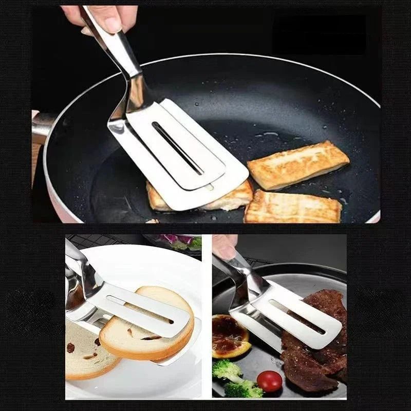 Steel Steak Clamp Food Bread Meat Clip Tongs Tool Shovel Clamp For Cooking Fried BBQ 3