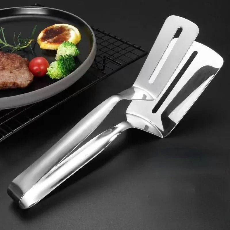 Steel Steak Clamp Food Bread Meat Clip Tongs Tool Shovel Clamp For Cooking Fried BBQ 4